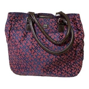 TOMMY HILFIGER Signature Emblem Red Blue Shoulder Bag